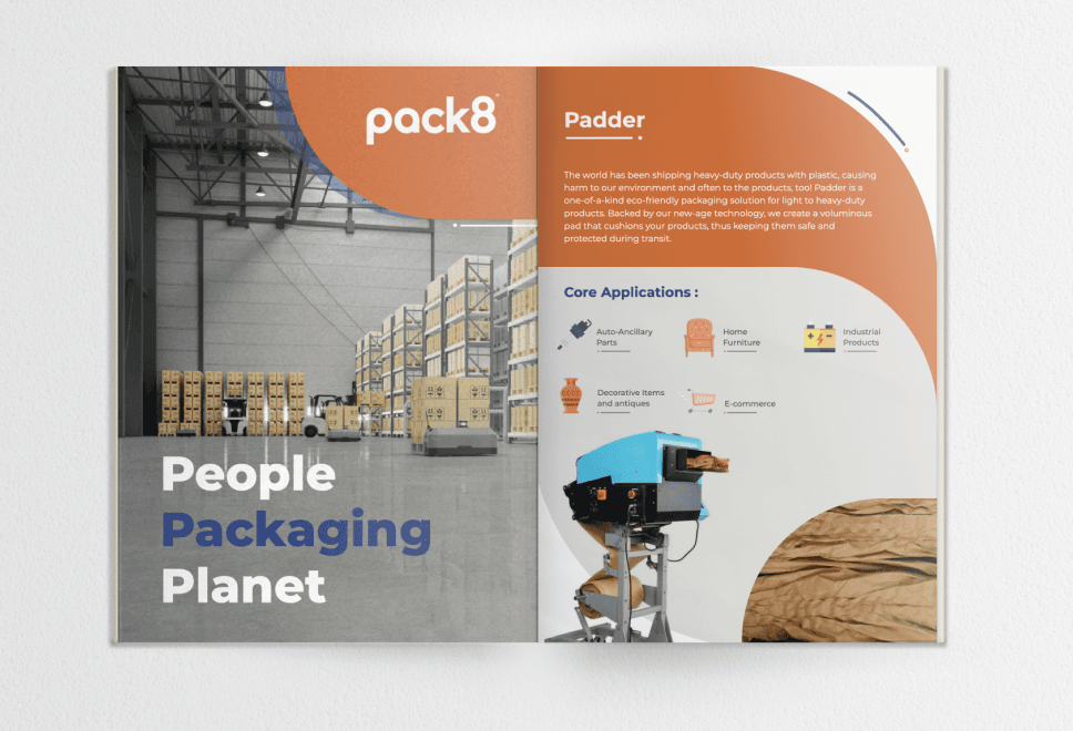 Pack8 brochure preview showing packaging solutions